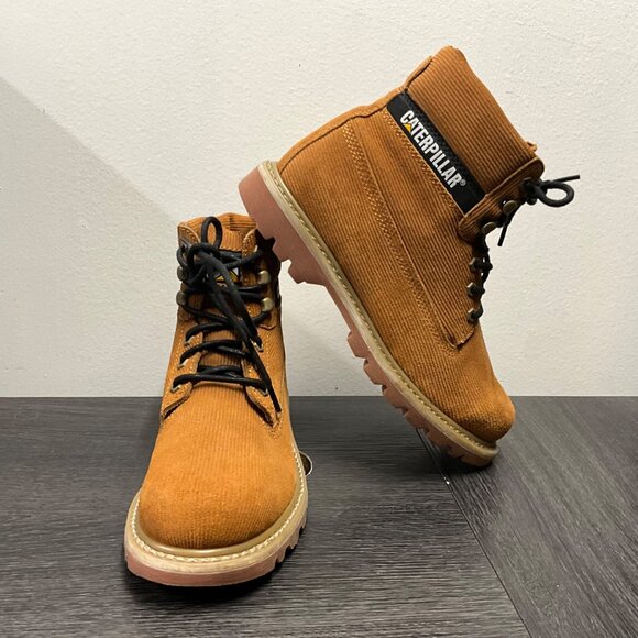 Caterpillar Mens Corduroy Lace-Up Ankle Boots Size 9 Rugged Durable Sole - Picture 3 of 15